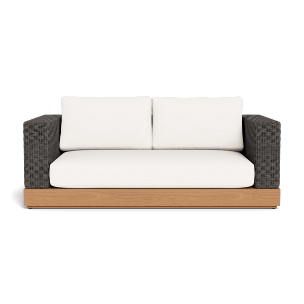 Malabar 2 Seat Sofa | Teak Natural, Panama Blanco, Wicker Grey