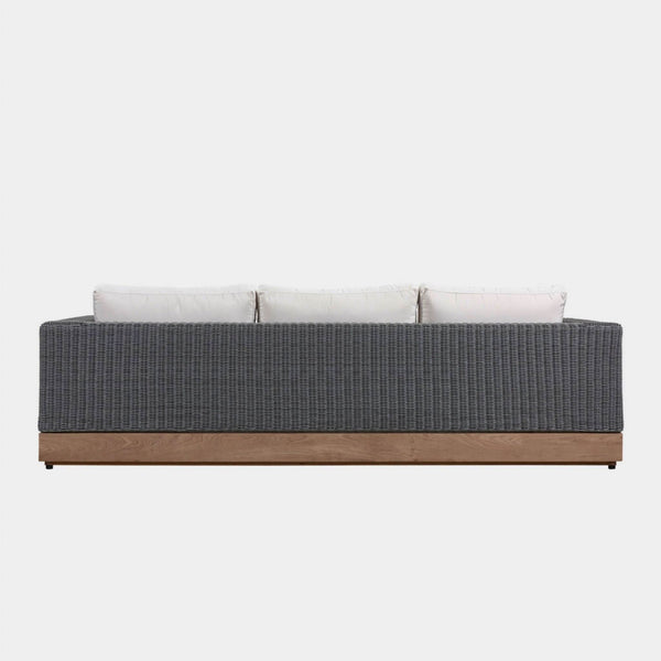 Malabar 3 Seat Sofa | Teak Natural, Copacabana Sand, Wicker Grey