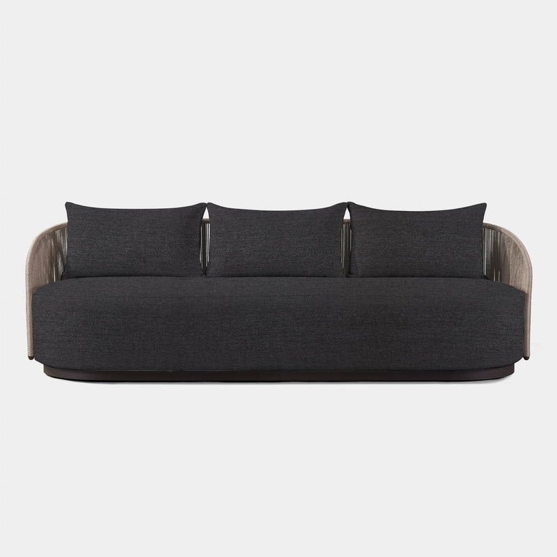 Milan 3 Seat Sofa | Aluminum Bronze, Lisos Grafito, Twisted Rope Dune