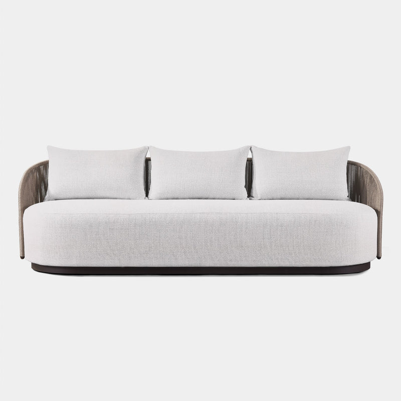 Milan 3 Seat Sofa | Aluminum Bronze, Panama Blanco, Twisted Rope Dune