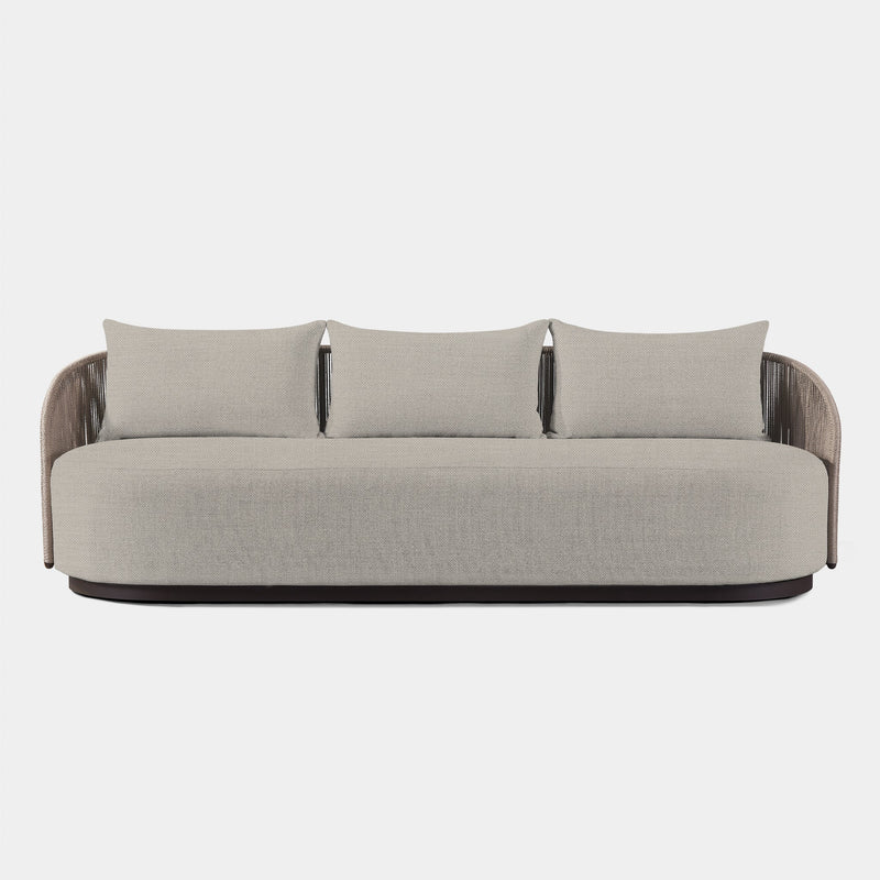 Milan 3 Seat Sofa | Aluminum Bronze, Panama Marble, Twisted Rope Dune