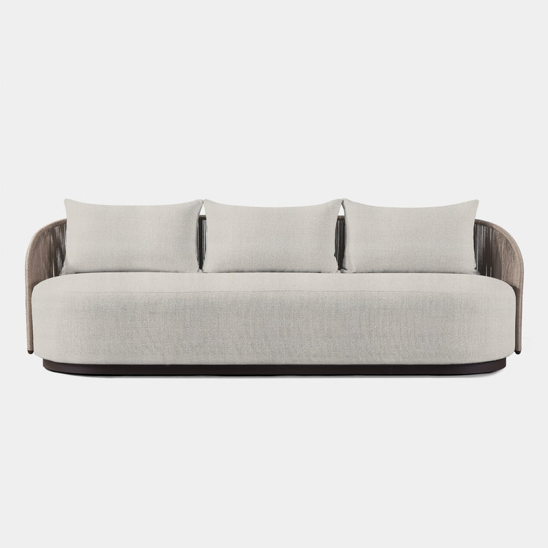 Milan 3 Seat Sofa | Aluminum Bronze, Riviera Ivory, Twisted Rope Dune