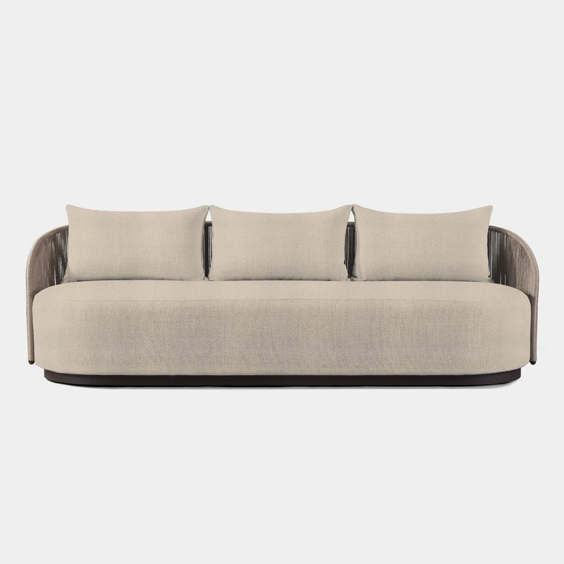 Milan 3 Seat Sofa | Aluminum Bronze, Riviera Sand, Twisted Rope Dune