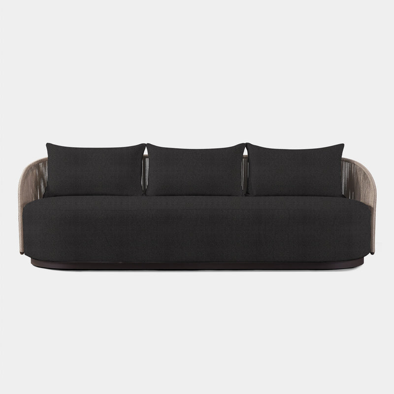 Milan 3 Seat Sofa | Aluminum Bronze, Riviera Slate, Twisted Rope Dune