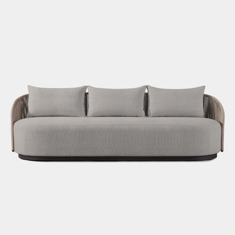 Milan 3 Seat Sofa | Aluminum Bronze, Riviera Stone, Twisted Rope Dune