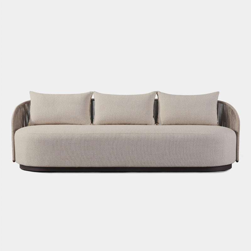 Milan 3 Seat Sofa | Aluminum Bronze, Siesta Taupe, Twisted Rope Dune