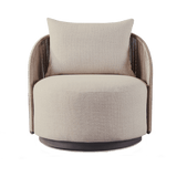 Milan Swivel Lounge Chair | Aluminum Bronze, Lisos Piedra, Twisted Rope Dune