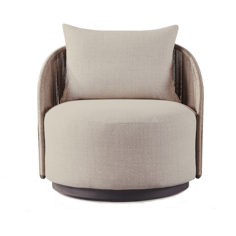Milan Swivel Lounge Chair | Aluminum Bronze, Siesta Taupe, Twisted Rope Dune