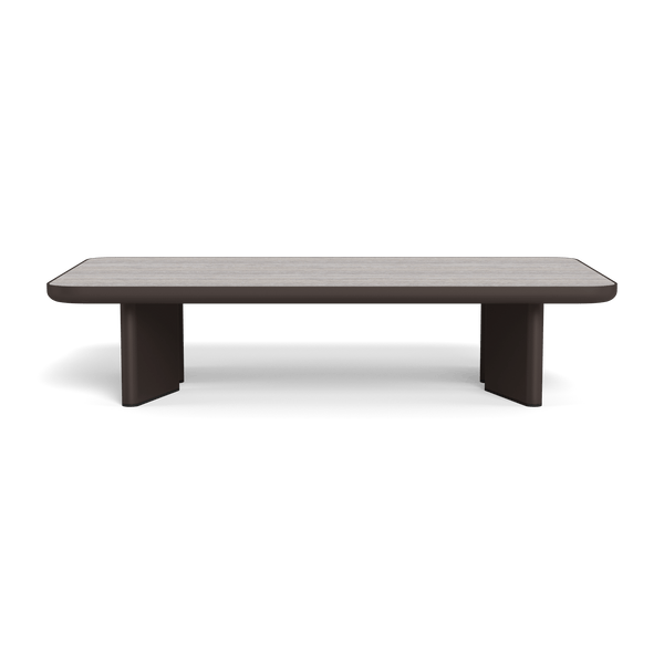 Moab Coffee Table | Aluminum Bronze, Travertine Dark Grey,