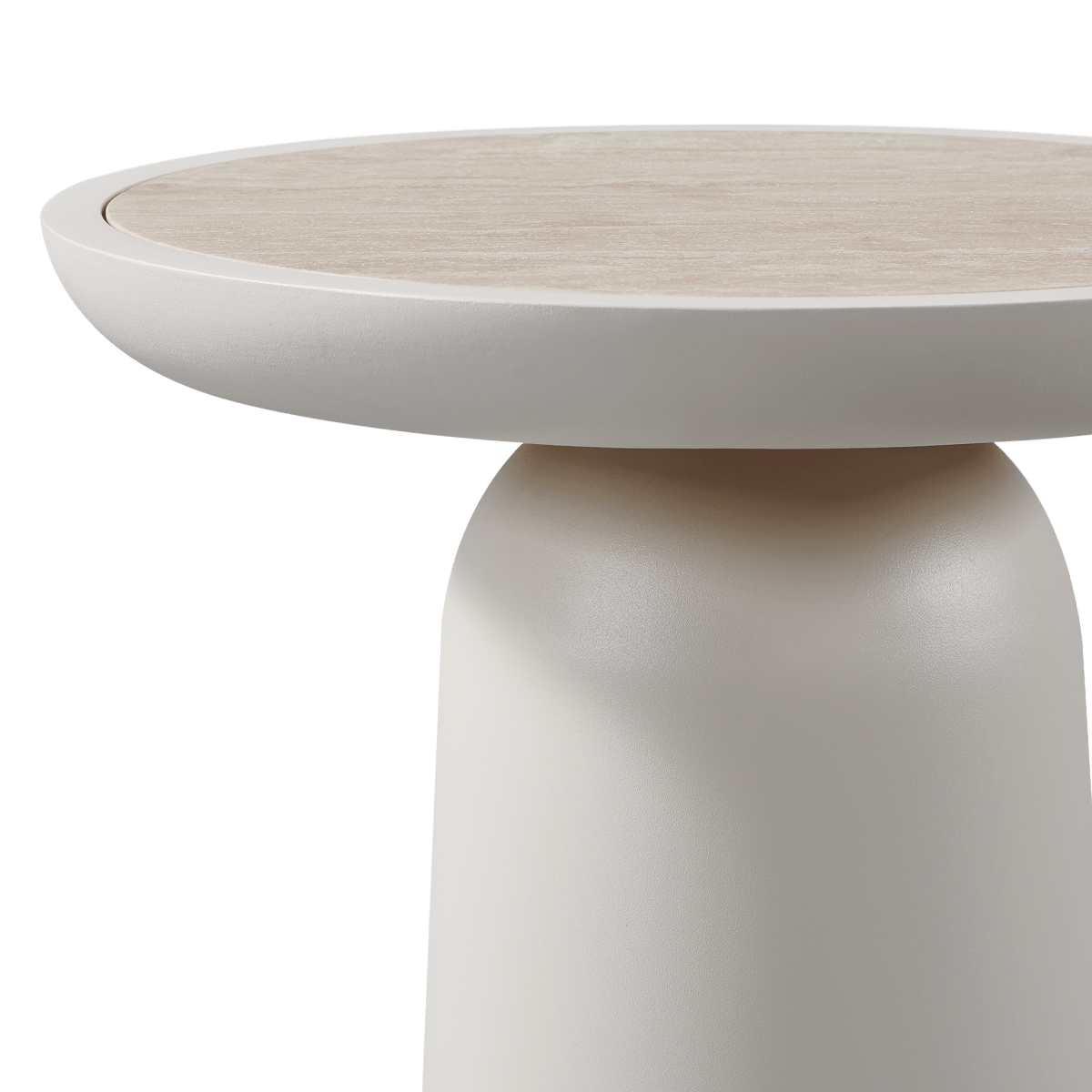 Nova Aluminum Round Side Table | Aluminum Asteroid Travertine Dark Grey