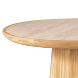 Nova Teak Round Coffee Table 30" | Teak Natural Travertine Cream