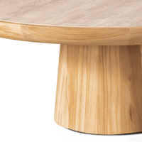 Nova Teak Round Coffee Table 30" | Teak Natural Travertine Cream