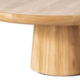 Nova Teak Round Coffee Table 30" | Teak Natural Travertine Cream