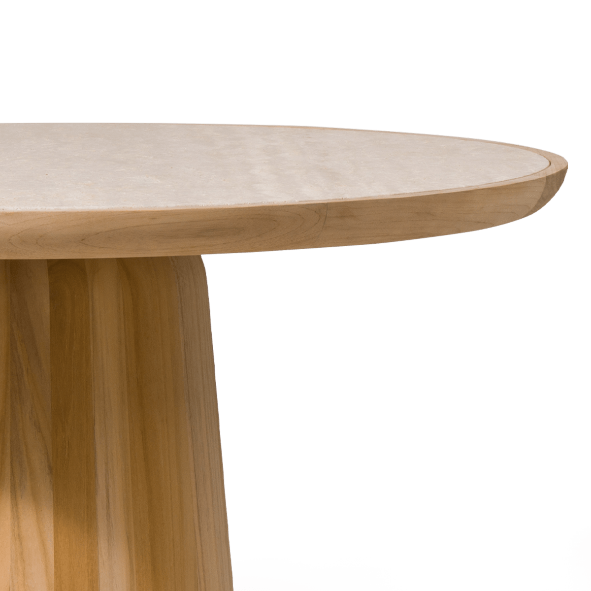 Nova Teak Round Dining Table 48" | Teak Natural Travertine Cream
