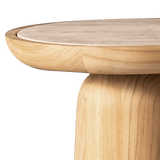 Nova Teak Round Side Table | Teak Natural Travertine Cream