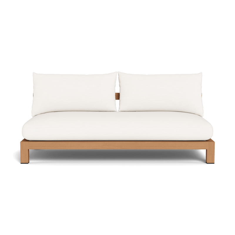 Pacific 2 Seat Armless Sofa | Teak Natural, Panama Blanco, Batyline White