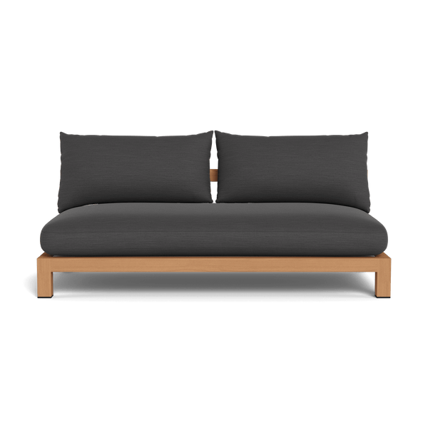 Pacific 2 Seat Armless Sofa | Teak Natural, Panama Grafito, Batyline White