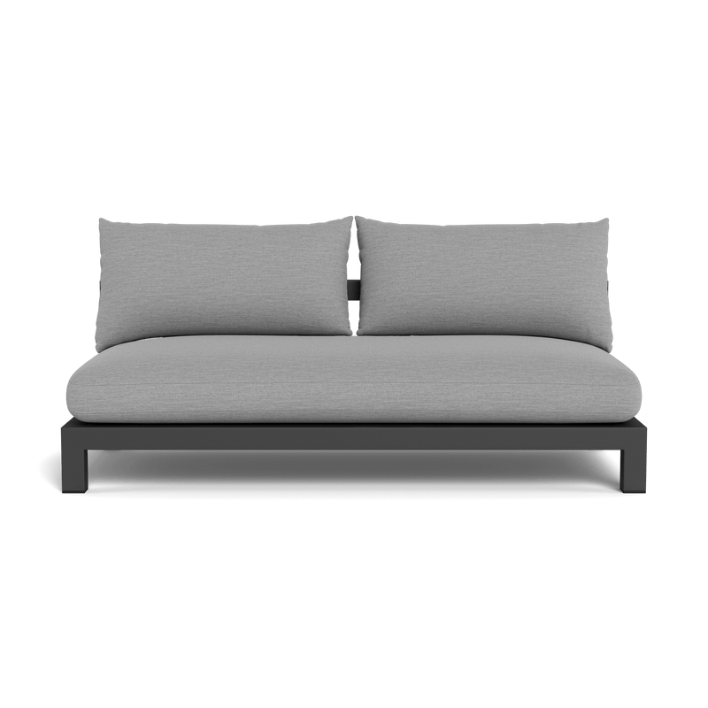 Pacific Aluminum 2 Seat Armless Sofa | Aluminum Asteroid, Lisos Piedra, Batyline Silver