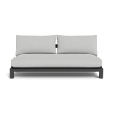 Pacific Aluminum 2 Seat Armless Sofa | Aluminum Asteroid, Copacabana Sand, Batyline Silver