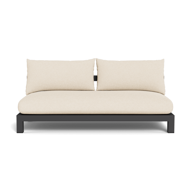 Pacific Aluminum 2 Seat Armless Sofa | Aluminum Asteroid, Riviera Sand, Batyline Silver