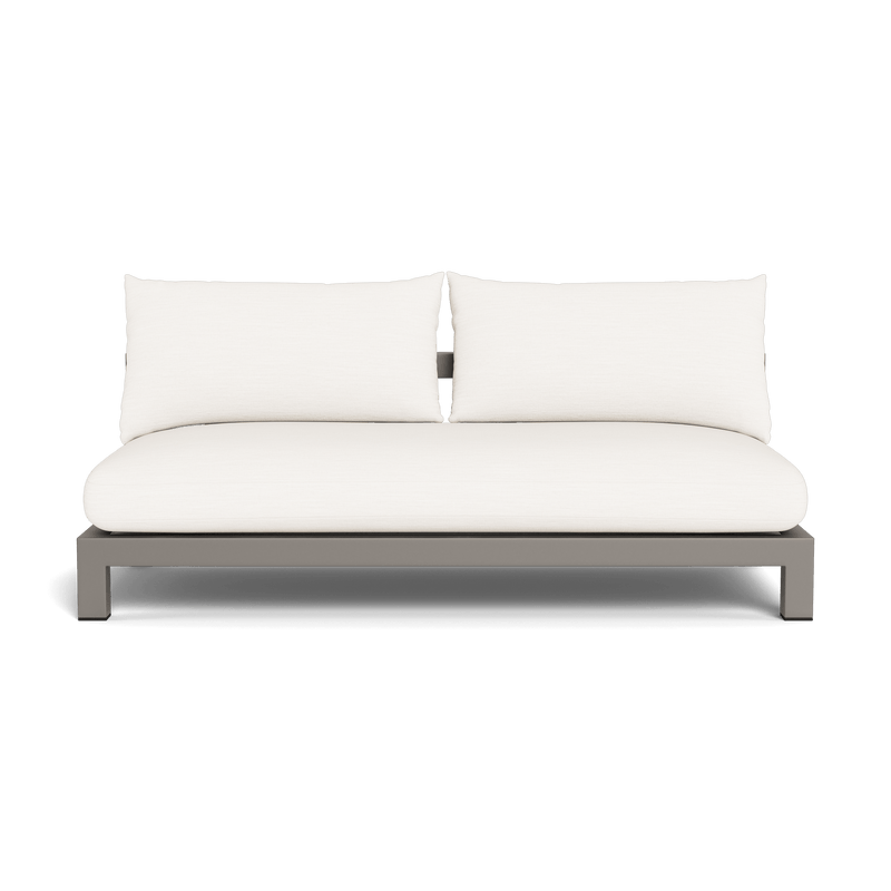 Pacific Aluminum 2 Seat Armless Sofa | Aluminum Taupe, Panama Blanco, Batyline White