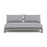 Pacific Aluminum 2 Seat Armless Sofa | Aluminum Taupe, Panama Cloud, Batyline White