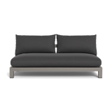 Pacific Aluminum 2 Seat Armless Sofa | Aluminum Taupe, Panama Grafito, Batyline White
