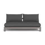 Pacific Aluminum 2 Seat Armless Sofa | Aluminum Taupe, Riviera Slate, Batyline White