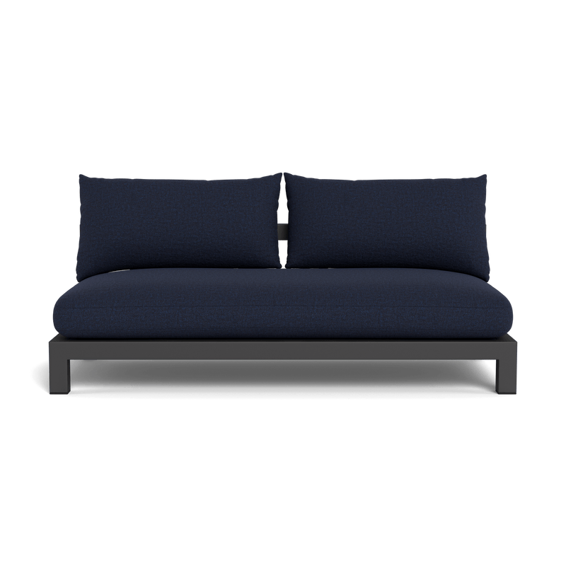 Pacific Aluminum 2 Seat Armless Sofa | Aluminum Taupe, Siesta Indigo, Batyline White