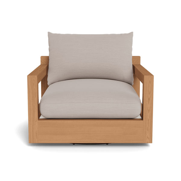 Pacific Swivel Lounge Chair | Teak Natural, Panama Marble, Batyline White