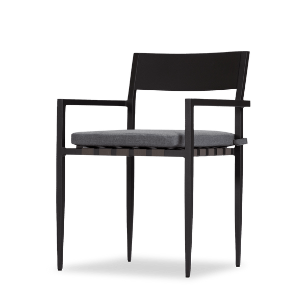 Pier Dining Chair | Aluminum Asteroid, Cast Slate, Strapping Taupe