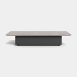 Santorini Outdoor Stone Coffee Table | Aluminum Asteroid, Travertine Dark Grey,
