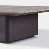 Santorini Outdoor Stone Coffee Table | Aluminum Asteroid, Travertine Dark Grey,