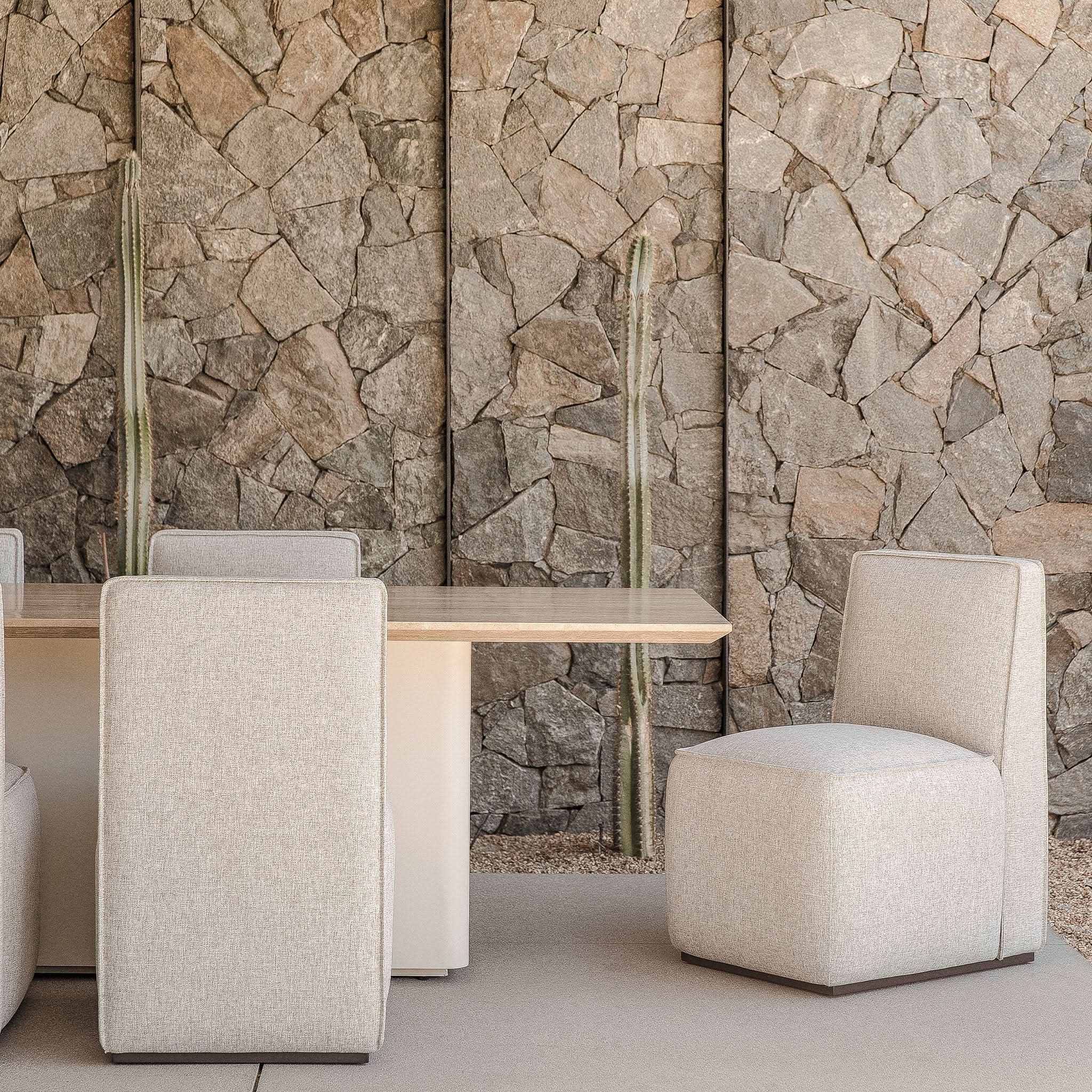 Santorini Stone Rectangle Dining Table 108"