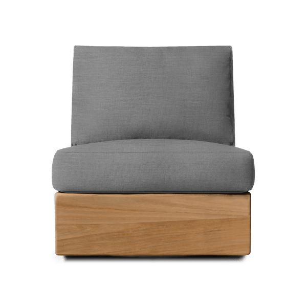 Tulum Armless Swivel Lounge Chair | Teak Natural, Lisos Piedra,