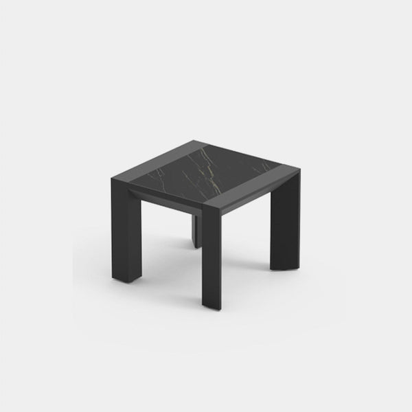 Vaucluse Side Table | Aluminum Asteroid, Laminam Noir,