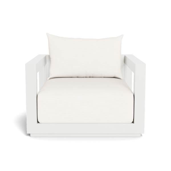 Vaucluse Swivel Lounge Chair | Aluminum White, Canvas Natural, Batyline White